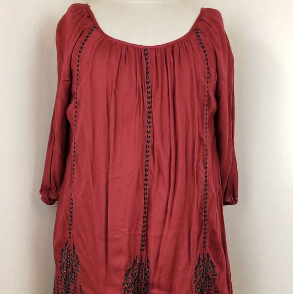 Zara Cranberry Boho Dress - Picture 2 of 5